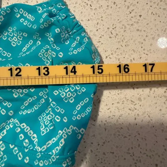 Lands’ End Teal Blue Geometric Tankini Top Swim 6 DD Pool Party Summer Modest - Picture 7 of 7